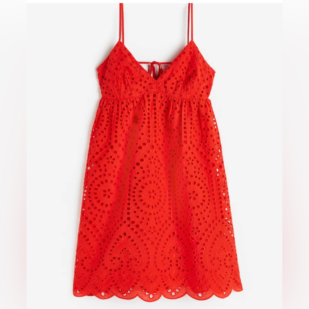 H&M Eyelet Vibrant Red  Dress